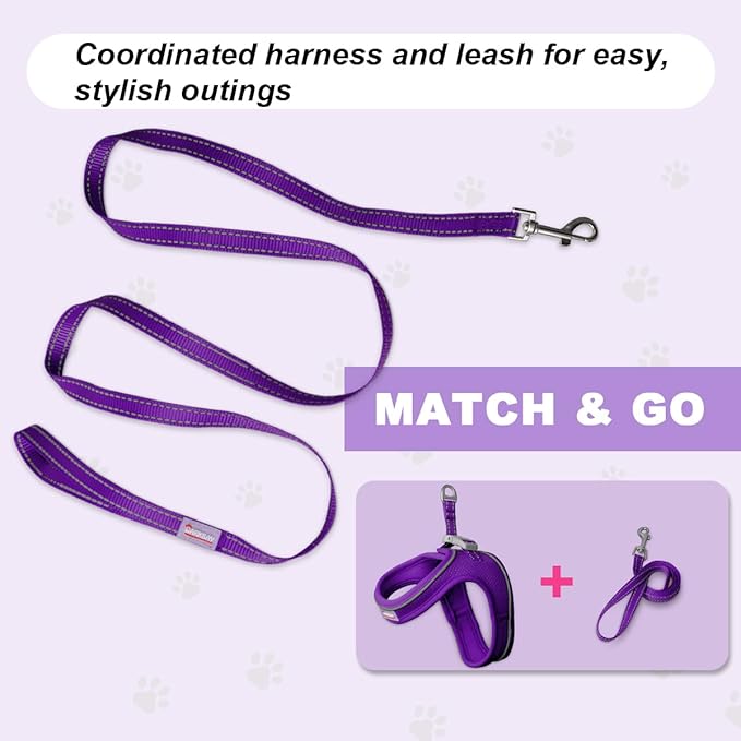 Cat Harness and Leash Set,Escape Proof Kitten Harness,Step in Adjustable Soft Lightweight,Easy Control,Reflective Strips Comfortable for Walking Travel(Purple,S)