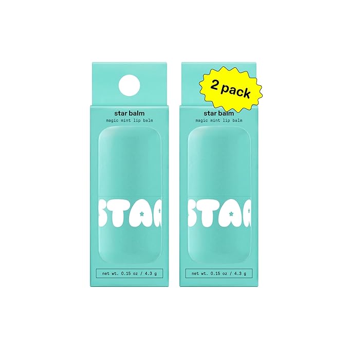 Starface Star Balm Magic Mint, Hydrating Lip Moisturizer with Shea Butter, Cocoa Butter, and Coconut Oil, Creamy Mint Flavor, (0.15 oz - 2 Pack)
