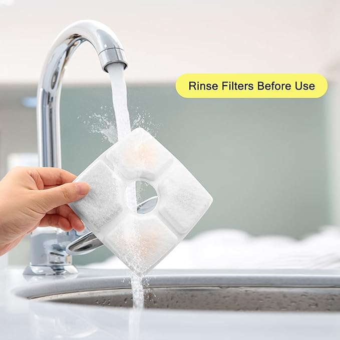 Cat Water Fountain Filters, 12 Pack Replacement Filter Fit for Top Square 84oz/2.5L Cat Pet Fountain, 3 Filtration System