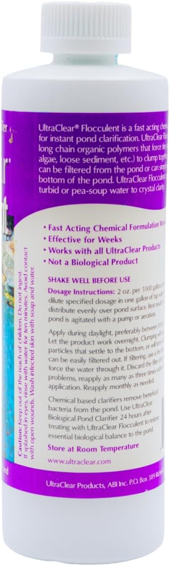 Flocculant 12oz – Fast-Acting Pond Water Clarifier – Binds Fine Particles, Clears Cloudy Water – Safe for Fish & Plants When Used as Directed