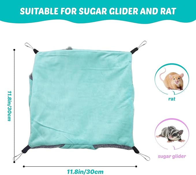 LYART Sugar Glider Pouch Hammock Bed Bedding, Sugar Glider Cage Accessories Toys for Rat, 3-Layer Hammock Make Pet Cages More Three-Dimensional (4.Pink)