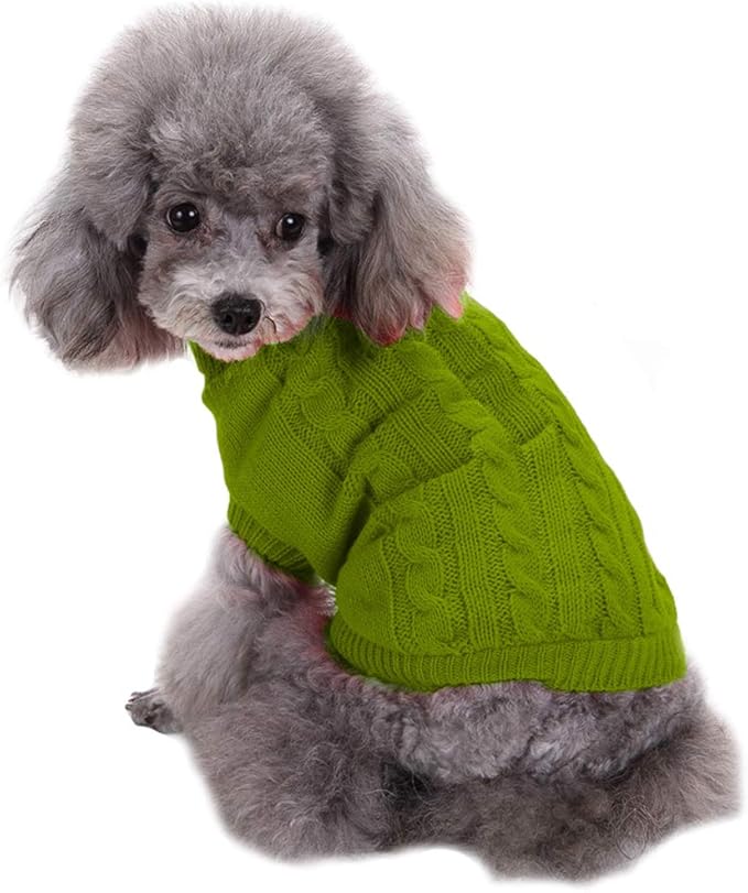 Small Dog Sweaters Knitted Pet Cat Warm Dog Sweatshirt Winter Clothes Kitten Puppy Sweater (X-Small,Light Green)