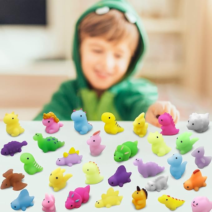 30PCS Mochi Squishy Toys, Mini Kawaii Dinosaur Squishies Soft Fidget Toys Stress Squeeze Toys Party Bags Filler for Boys Girls Birthday Gifts