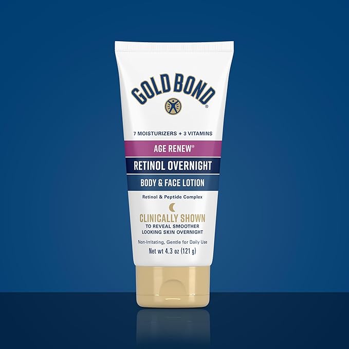 Gold Bond Age Renew Day & Night Duo Lotion Set for Body & Face, Crepe Corrector & Retinol Overnight Lotion Visibly Firms Skin & Visibly Smooths Skin, 8.6 oz
