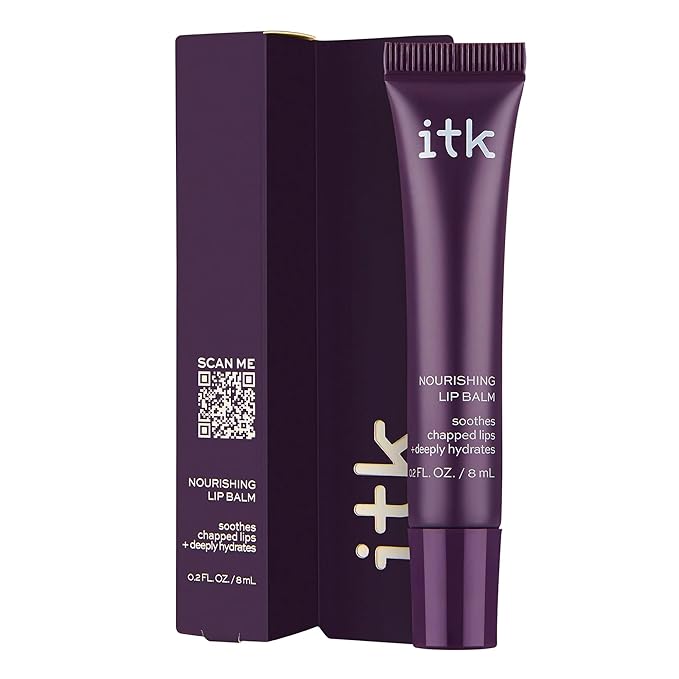 ITK Nourishing Lip Balm - Hydrate Dry, Chapped Lips with Shea Butter + Coconut Oil + Vitamin E - Moisturizes + Soothes Chapped Lips - Glossy, Fragrance Free, Clear, 0.2 Oz