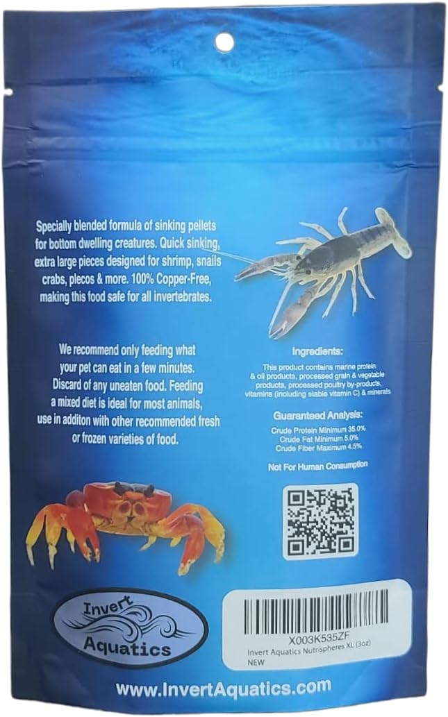 NutriSpheres XL - Extra Large Sinking Diet for Snails, Shrimp & Bottom Feeding Fish (3oz)