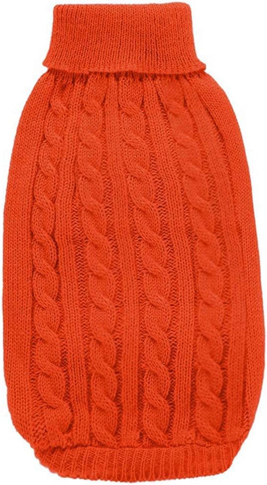 CHBORCHICEN Small Dog Sweaters Knitted Pet Cat Warm Dog Sweatshirt Winter Clothes Kitten Puppy Sweater (Medium, Orange)