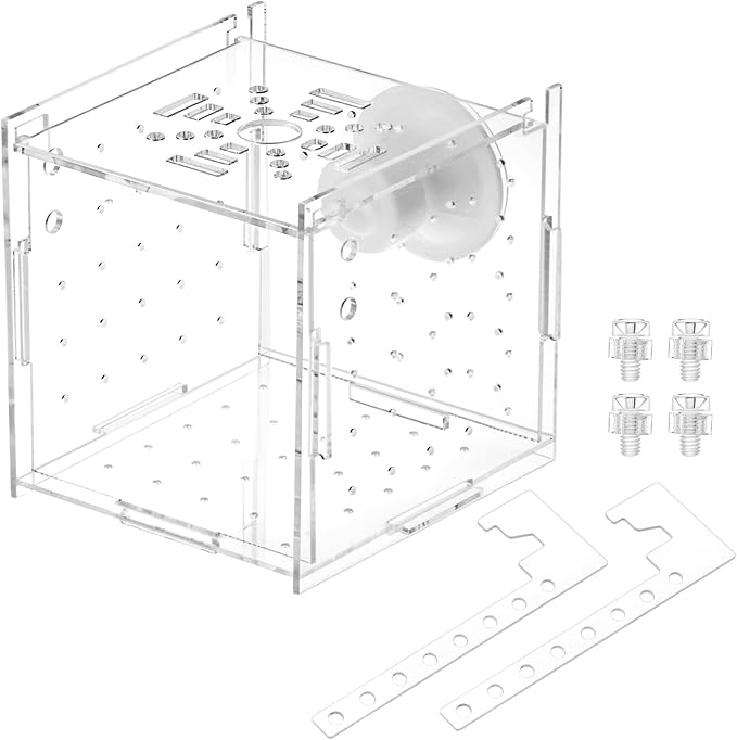 QWORK Acrylic Fish Breeding Isolation Box - Transparent Aquarium Incubator for Small Fishes Shrimp Clownfish Guppy, 3.9-inch
