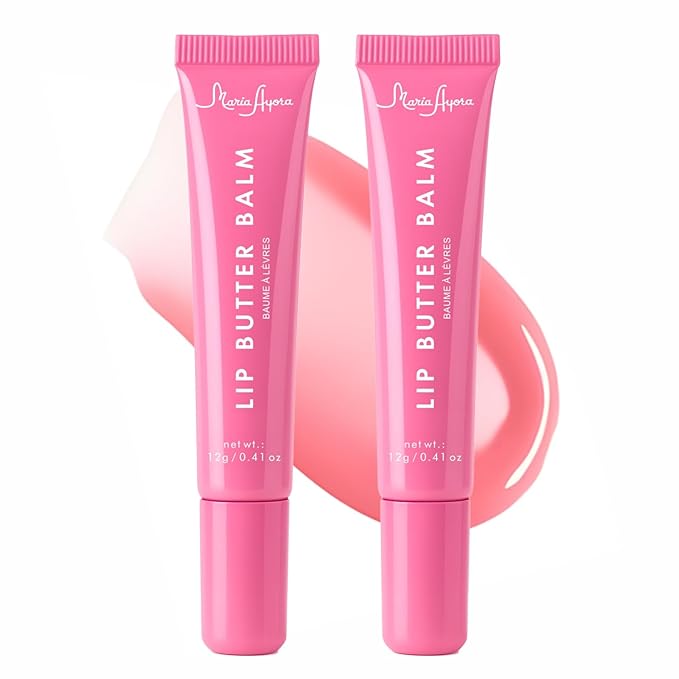 Deep Hydrating Lip Butter Balm - Hydrating Lip Treatment with Glossy Finish, Shea Butter, Vitamin E, Peptides & Hyaluronic Acid - Vegan, Non-Sticky, Lip Care - 2 Pack (Sheer Pink-Unscented)