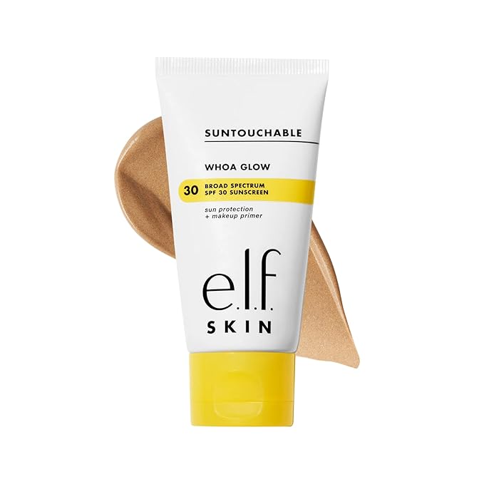 e.l.f. SKIN Suntouchable Whoa Glow SPF 30, Sunscreen & Makeup Primer For A Glowy Finish, Made With Hyaluronic Acid, Vegan & Cruelty-Free, Packaging May Vary, Sunburst