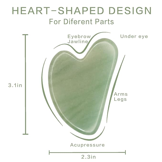 Gua Sha Facial Tools, Natural Jade Guasha Tool for Face, Double Chin & Jawline, Gua Sha Stone Self-Skin Care Face Stone Gua Sha Tools for Women, Green Aventurine