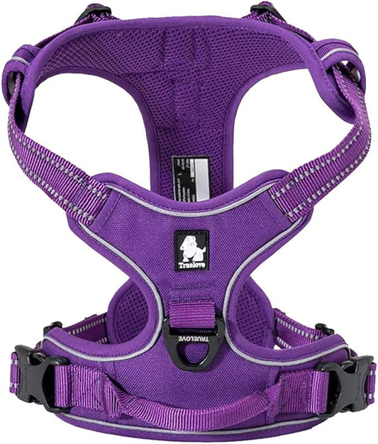TRUE LOVE Adjustable No-Pull Dog Harness Reflective Pup Vest Harnesses Comfortable Control Brilliant Colors Truelove TLH5651(Purple,L)