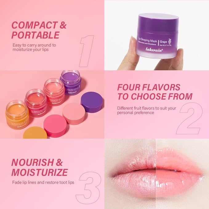 Sleeping lip mask, Nourish & Hydrate Lip Mask With Vitamin C, Antioxidants, Lip Balm, Lip Skin Care, Improve Lip Color, Reduce Lip Lines (2PCS Berry)