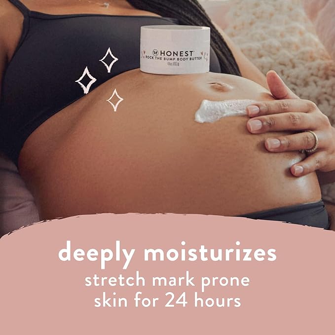 The Honest Company Mama Rock Bump Body Butter Moisturizing Stretch Mark Cream,Shea Avocado Oil,Vitamin E,Hypoallergenic and Dermatologist Tested,4 oz,(Pack of 2)
