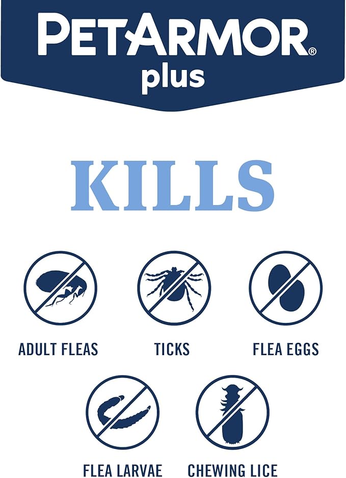 PetArmor Plus Flea and Tick Prevention for Dogs, Large Dog Flea and Tick Treatment, 6 Doses, Waterproof Topical, Fast Acting (45-88 lbs)