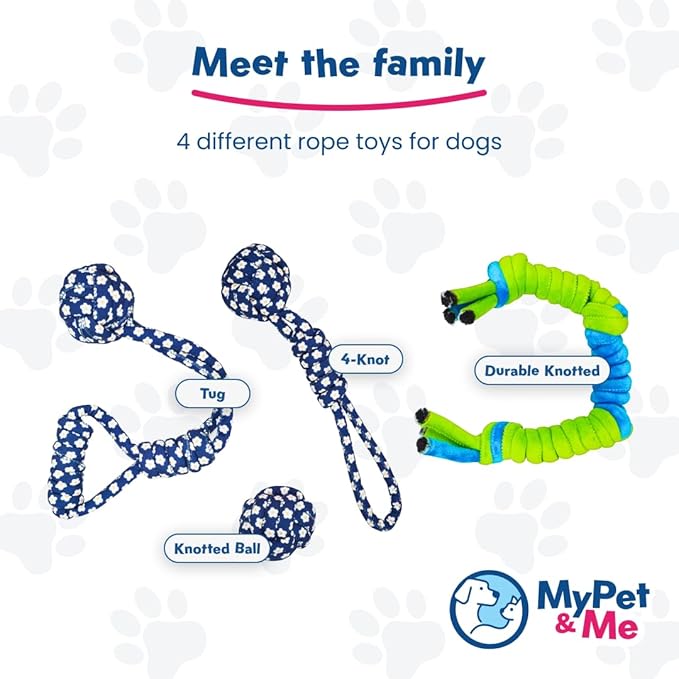 My Pet & Me – 4-Knot Rope Dog Toy (21.6 Inch) – Durable Chew & Tug Toy for Medium & Large Dogs – Great for Tug of War, Dental Health, and Active Playtime