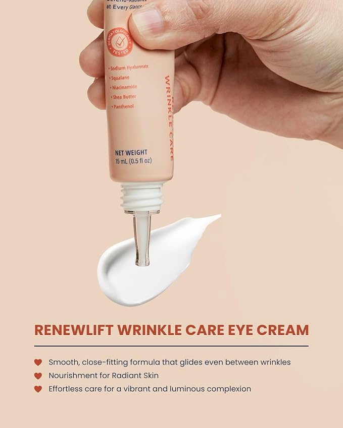 RUBY VIBE CO RenewLift Wrinkle Care Eye Cream, 0.51 fl oz (15 ml), with Niacinamide, Sodium Hyaluronate, Shea Butter, Squalane, Panthenol, for All Skin Types