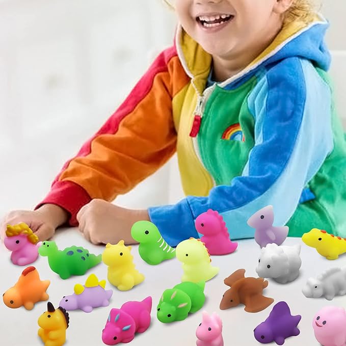 30PCS Mochi Squishy Toys, Mini Kawaii Dinosaur Squishies Soft Fidget Toys Stress Squeeze Toys Party Bags Filler for Boys Girls Birthday Gifts