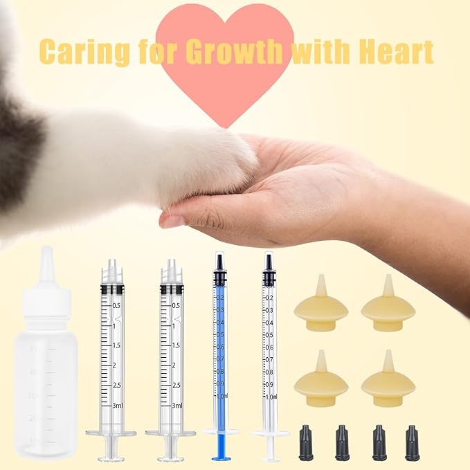 Mini Pet Feeding Bottle and Syringes with Nipples for Small Cat Dog Animals (Model 4)