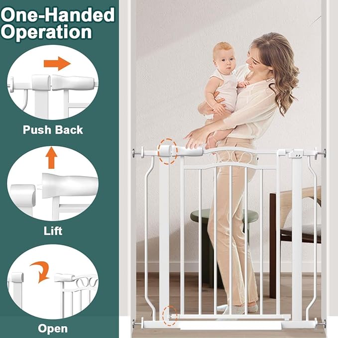 Fairy Baby 62.6"-71.6" Extra Wide Large Pet Gates for Doorways &Stairs, Long Dog Gate for The House, Pressure Mount Kit Safety Baby Barrier Fence Indoor Outdoor for Child Kids Toddlers Puppy, White