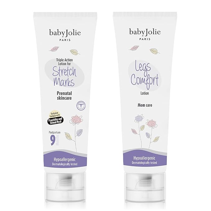 Baby Jolie Pregnancy Skincare Set – Stretch Mark Cream & Comfort Legs Lotion – Hydrating Belly & Leg Care for Expecting Moms