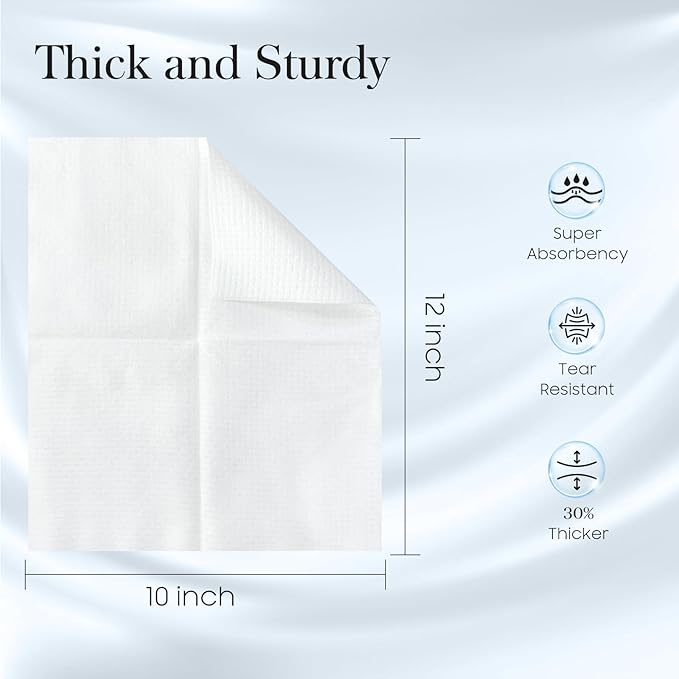 4 Pack of 50 count XL Disposable Face Towels 10” x 12”, 100% Viscose Fibre, Soft & Skin Friendly Face Towelettes Disposable, Facial Tissue Wipes for Women Cleansing