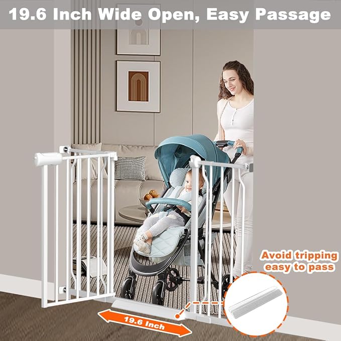 Baby Gate for Doorways Stairs Hallway 81.1-85.8 Inch Wide, Walk Through Child Gates with Pressure Mounted Extention Kit, Indoor Safety Child Gates for Kids or Pets