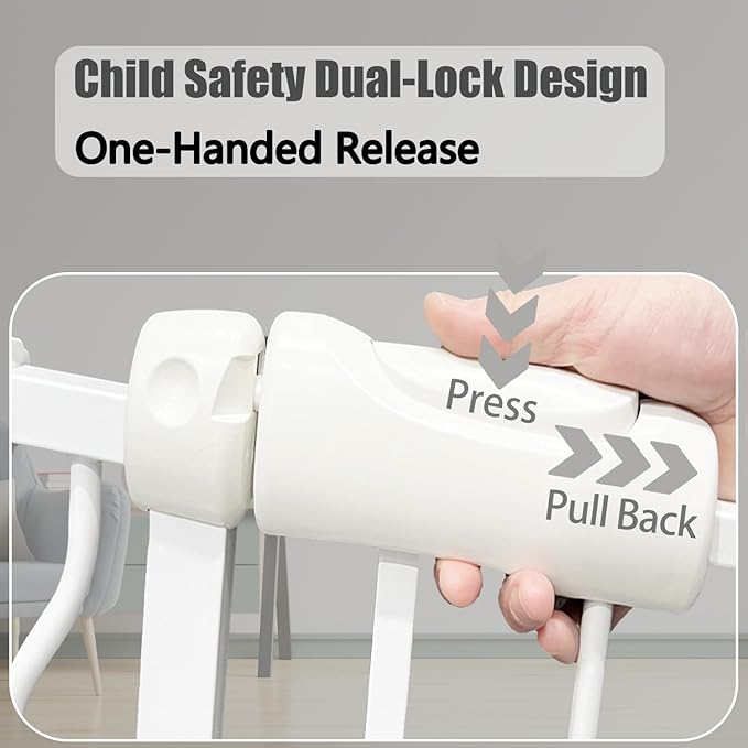 Extra Wide Baby Gate - 62-67 Inch Tension Mounted Safety Child & Pet Gate - White Metal - Walk Through - Long - for House Doorways & Stairs