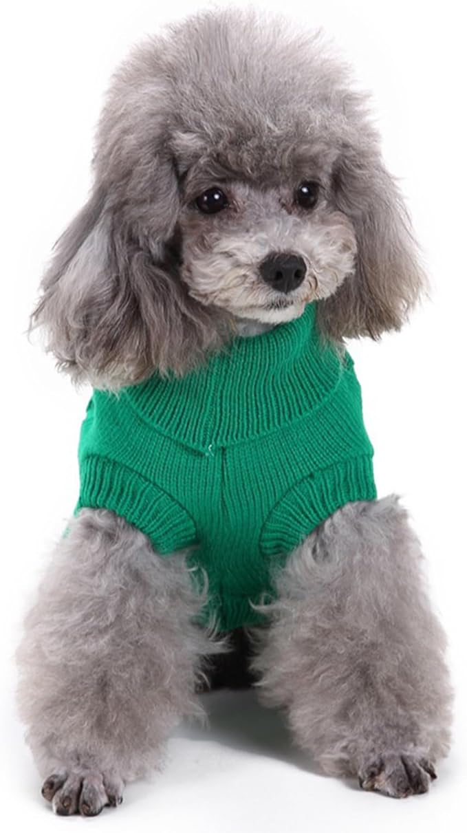 CHBORCHICEN Small Dog Sweaters Knitted Pet Cat Warm Dog Sweatshirt Winter Clothes Kitten Puppy Sweater (Small,Green)