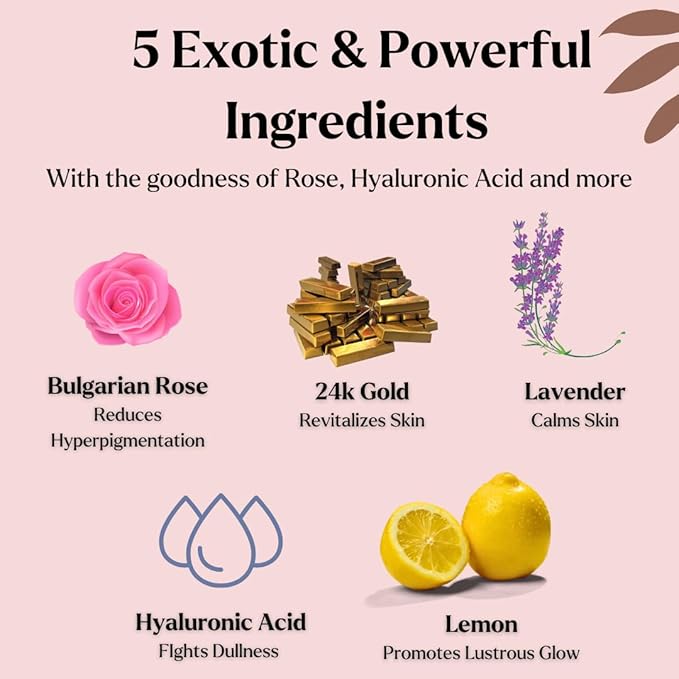 VogueNow Jelly Mask for Facials - 5 Flavors Hydrating & Brightening Jelly Face Masks | Bulgarian Rose, Lavender, Hyaluronic Acid, 24K Gold face mask skin care |Vajacial Jelly Mask
