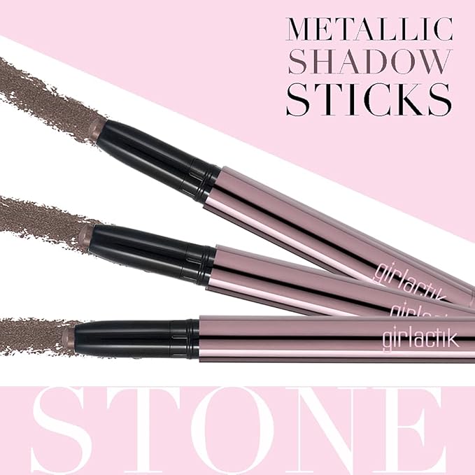 Girlactik Creamy Eyeshadow Stick- Long Lasting and Water-Resistant, Shimmering and Matte Colors Eye Shadow Stick Makeup, Built-in sharpener - 2 g / .07 oz (Stone)