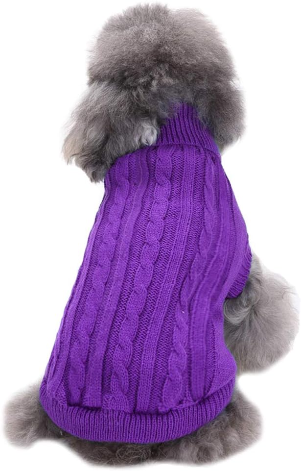 CHBORCHICEN Small Dog Sweaters Knitted Pet Cat Warm Dog Sweatshirt Winter Clothes Kitten Puppy Sweater (Small, Purple)