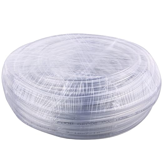 DERNORD PVC Tubing 3/16"ID X 7/16"OD Flexible Clear Vinyl Hose 50 Feet for Food Grade