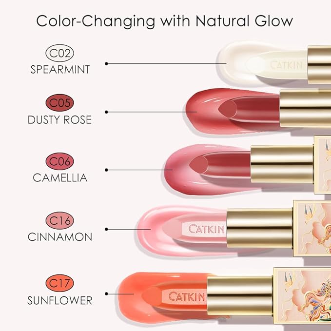 CATKIN Lip Balm Color Tinted Lip Stain Ultra Hydrating Moistrurizer Lip Care with Vitamin E Nourishing For Cracked & Dry Lips 0.12 oz C05 Dusty Rose