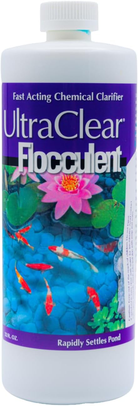 Flocculant 32oz – Fast-Acting Pond Water Chemical Clarifier – Binds Fine Particles, Clears Cloudy Water – Safe for Fish & Plants When Used as Directed