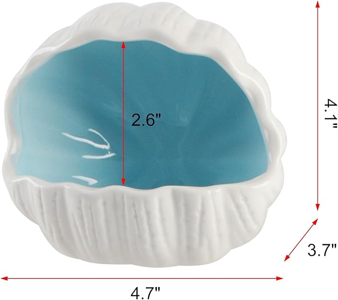 Ceramic Shell Cave with 50 Pearls - Betta Fish & Shrimp Tank Decorative Hideout(Blue + 50PCS Pearl)