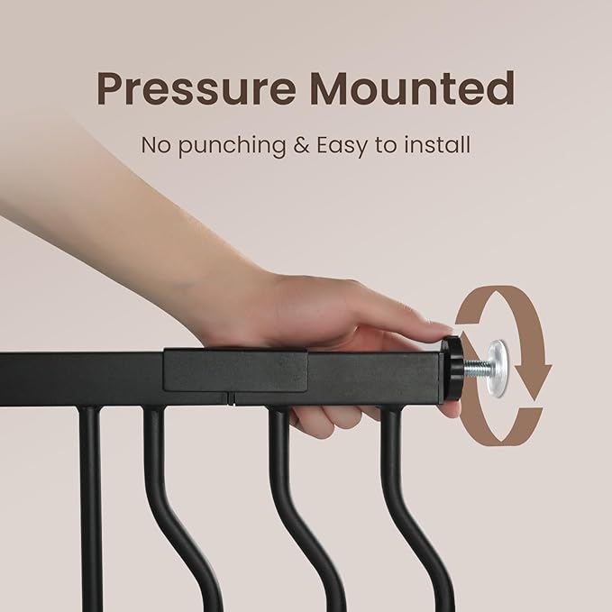 Extra Wide Baby Gate with Door Pressure Mounted 62.2-66.9 Inch,Child Dog Baby Safety Gates for Doorways,Walk Through Dog Gate Indoor for The House Kitchen Stairs No Drilling,Black