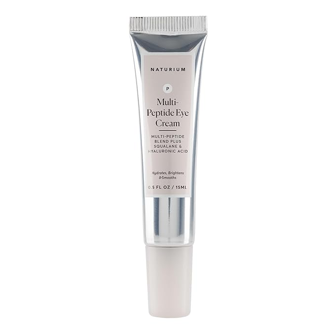 Naturium Multi-Peptide Eye Cream, Smoothing & Anti-Aging Skincare, with Squalene & Hyaluronic Acid, 0.5 oz