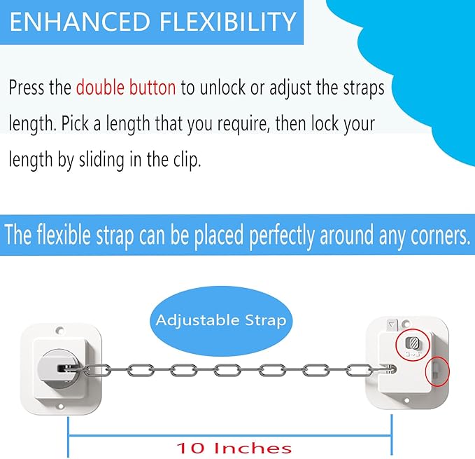 YEYA Cat Door Latch & Stopper-Adjustable Strap from 1.5" to 10",1-Pack Door Holder & Prop to Keep Door Open for Cats & Toddler, No Tools Required