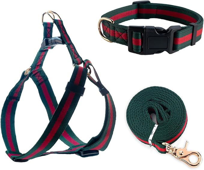 Premium and Stylish Dog Collar Harness and Leash,Soft Comfortable，Chest Adjustable Pet Harness,Luxury Fashion Dog Harness Leashes Set Gift for Puppy Small Dogs