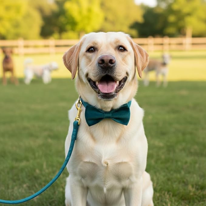 PETDURO Custom Dog Collar Personalized with Name Engraved Quick Release Rose Gold Metal Buckle for Large Medium Small Girl Dogs - Dog Leash and Bow Tie Available - Soft Comfy Velvet (Gem Green, XL)