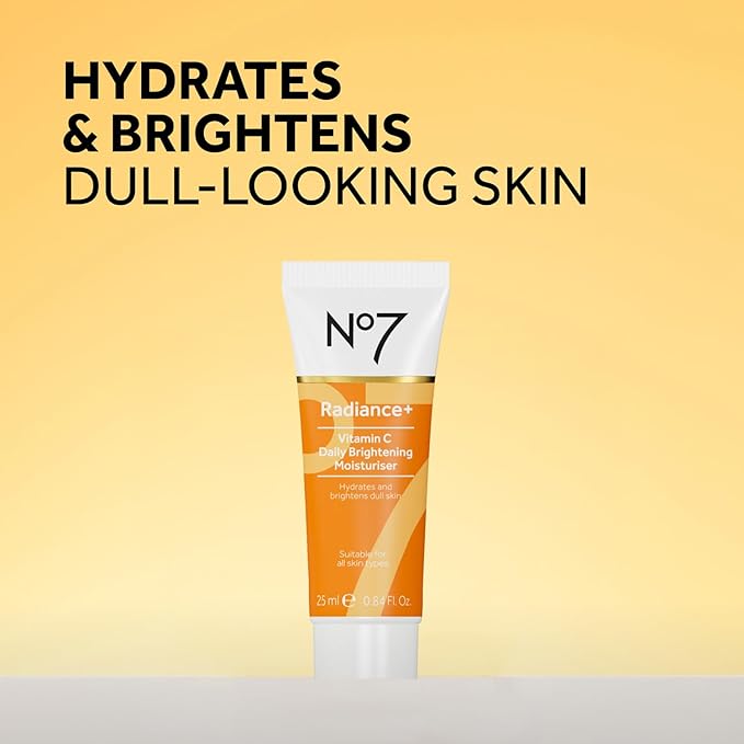 No7 Radiance Trio Gift Set - Includes Radiance+ Brightening Vitamin C Face Moisturizer, 15% Vitamin C Facial Serum, and Daily Energizing Exfoliating Face Wash (3 pieces)