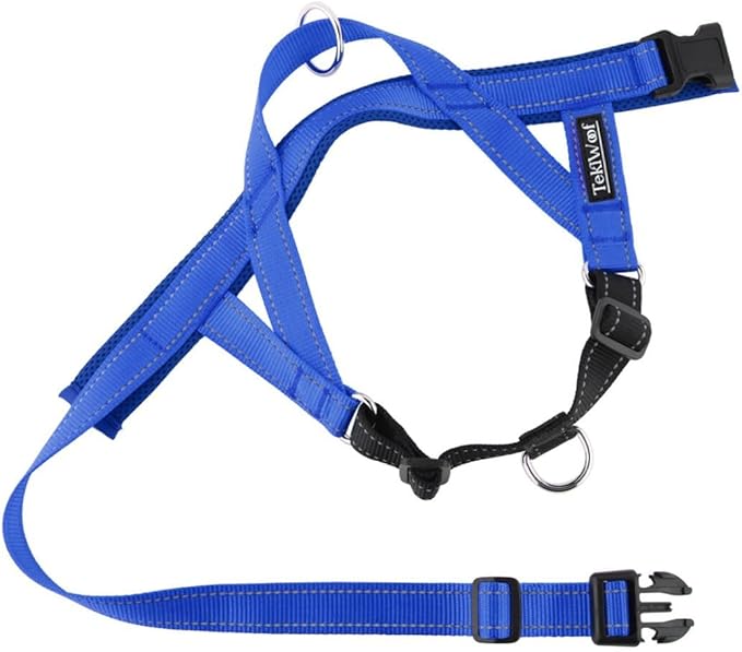 No Pull Dog Harness with Handle, Rear & Front Clip, Adjustable, Easy On/Off, Reflective, Lightweight & Mesh Padded, No Choke. for Giant/Big Large Dogs (Blue-Black,Extra Large)