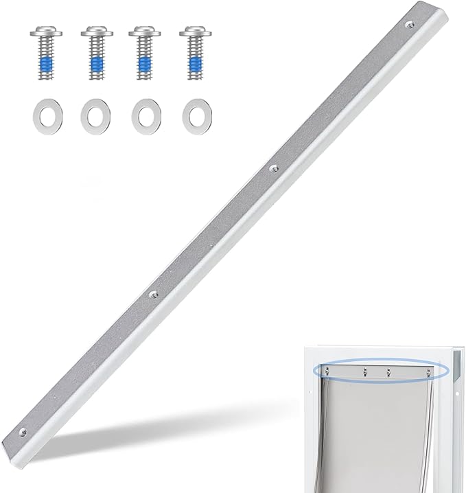 1 PCS Medium Aluminium Alloy Dog Door Flap Replacement Bracket Compatible with PetSafe Dog Door Replacement Flaps PAC11-11038 - Easy Installation with 304 Stainless Steel Flat Washers & Screws