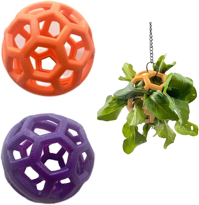 2 Pcs Tortoise Treat Ball, Hanging Hay Feeder for Small Animals, Turtle Foraging Toy with Fruit with Chain, Enrichment Feeding Ball for Pet Tortoise