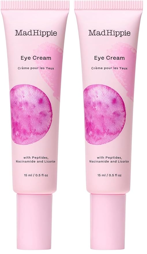 Mad Hippie Eye Cream - Anti-Aging Under Eye Cream for Dark Circles and Puffiness with Niacinamide, Peptides, Kakadu Plum & Licorice, Eye Treatment with Skin-Brightening Vitamin C, 0.5 Oz (Pack of 2)
