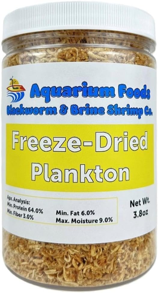 Aquatic Foods Inc. Pacific Plankton - Freeze-Dried Plankton for Discus, Cichlids, Koi & Pond Fish, All Community Tropical Fish, All Marine Saltwater Fish, Corals, Sea Anemones…3.8oz Lg Round Jar