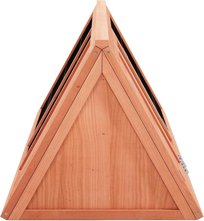 Small Chicken Coop Indoor Outdoor, Wooden Triangle Quail Cage All Weather Used Bunny Hutch with with Wire Fence,Pull-Out-Tray for Chick Duck Rabbit Guinea Pig(Brown)