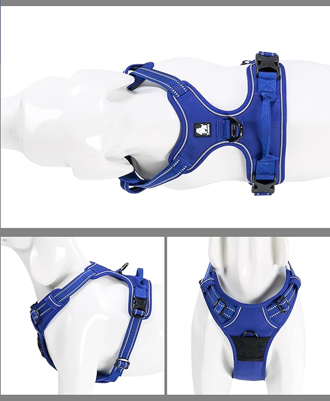 TRUE LOVE Adjustable No-Pull Dog Harness Reflective Pup Vest Harnesses Comfortable Control Brilliant Colors Truelove TLH5651(Royal Blue,L)