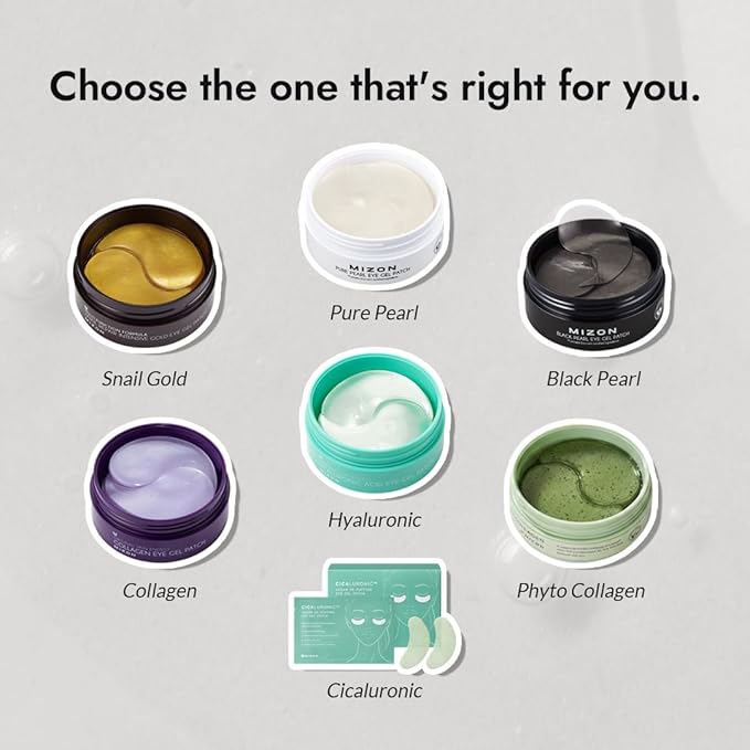MIZON Pearl Eye Gel Patch Masks, Eye Treatment Mask Reduces Wrinkles and Puffiness, Dark Circles treatment, Hydrogel Eye Patches (Black Pearl)